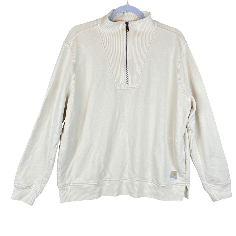 Carhartt Relaxed Fit Quarter Zip Sweatshirt Cream Tencel Fiber Series TS6451-W L